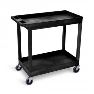 Luxor EC11-B High Capacity 2 Tub Shelves Cart In Black