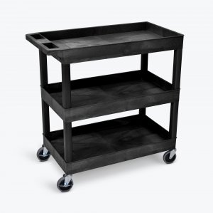 Luxor EC111-B High Capacity 3 Tub Shelves Cart In Black