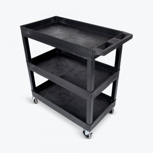 Luxor EC111-B High Capacity 3 Tub Shelves Cart In Black