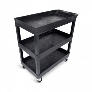 Luxor EC111-B High Capacity 3 Tub Shelves Cart In Black