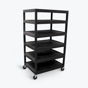 Luxor BC60-B Six Flat Shelf Black Utility Cart