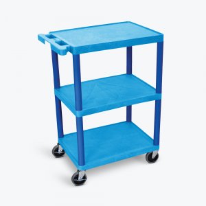 Luxor HE34-BU 3 Shelf Utility Cart Blue