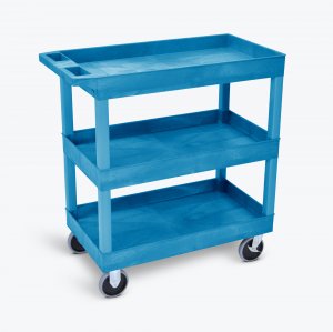 Luxor EC111HD-BU Hd High Capacity 3 Tub Shelves Cart In Blue