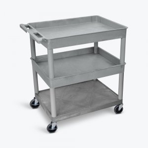 Luxor TC112-G 3 Shelf Large Gray Tub Cart