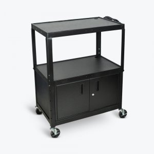 Luxor AVJ42XLC Extra Wide Steel Adjustable Height Av Cart W Cabinet