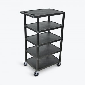 Luxor BC50-B Five Flat Shelf Black Utility Cart