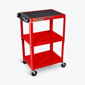 Luxor AVJ42-RD Adjustable Height Red Metal Av Cart