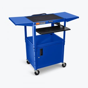 Luxor AVJ42KBCDL-RB Adjustable Height Blue Metal Av Cart W Pullout Key