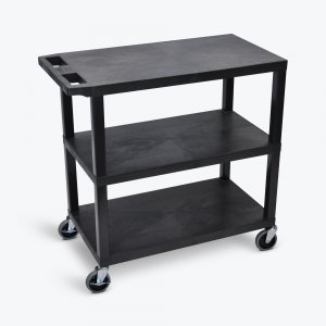 Luxor EC222-B Black Ec222-b 18x32 Cart 3 Flat Shelves