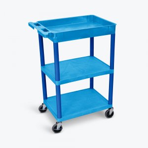 Luxor BUSTC122BU Blue 1 Tub Shelf  And Two Flat Shelves Cart