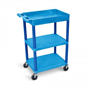 Luxor BUSTC122BU Blue 1 Tub Shelf  And Two Flat Shelves Cart