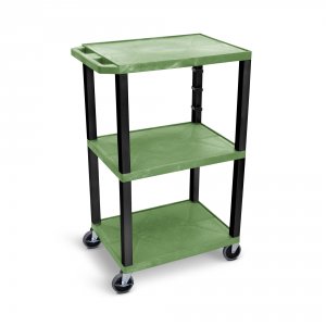 Luxor WT42GE-B Green Tuffy 3 Shelf 42 Av Cart W Black Legs  Electric