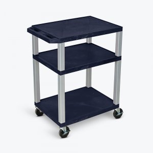 Luxor WT34ZE-N Tuffy Navy Blue 3 Shelf Av Cart W Nickel Legs  Electric