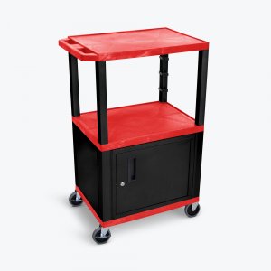 Luxor WT42RC2E-B Red Tuffy 3 Shelf 42 Av Cart W Black Legs, Cabinet  E