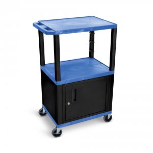 Luxor WT42BUC2E-B Blue Tuffy 3 Shelf 42 Av Cart W Black Legs, Cabinet 