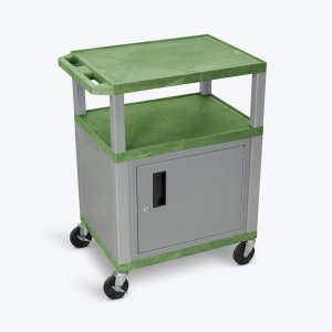 Luxor WT34GC4E-N Tuffy Green 3 Shelf Av Cart W Nickel Legs, Cabinet  E