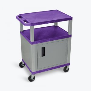 Luxor WT34PC4E-N Tuffy Purple 3 Shelf Av Cart W Nickel Legs, Cabinet  