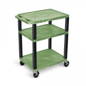 Luxor WT34GE-B Tuffy Green 3 Shelf Av Cart W Black Legs  Electric