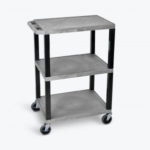 Luxor WT34GYS Gray 3 Shelf Specialty Utility Cart