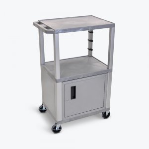 Luxor WT42GYC4E-N Gray Tuffy 3 Shelf 42 Av Cart W Nickel Legs, Cabinet