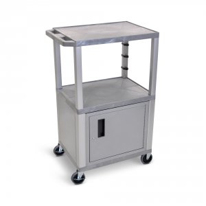 Luxor WT42GYC4E-N Gray Tuffy 3 Shelf 42 Av Cart W Nickel Legs, Cabinet