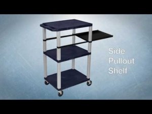 Luxor WT42E-N Black Tuffy 3 Shelf 42 Av Cart W Nickel Legs  Electric