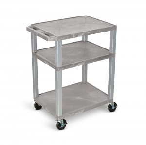 Luxor WT34GYE-N Tuffy Gray 3 Shelf Av Cart W Nickel Legs  Electric