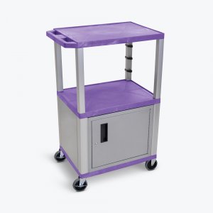 Luxor WT42PC4E-N Purple Tuffy 3 Shelf 42 Av Cart W Nickel Legs, Cabine