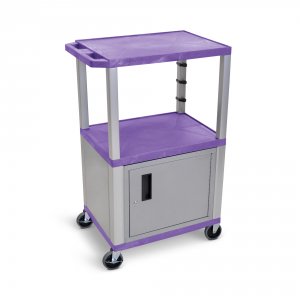 Luxor WT42PC4E-N Purple Tuffy 3 Shelf 42 Av Cart W Nickel Legs, Cabine