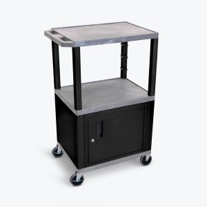 Luxor WT42GYC2E-B Gray Tuffy 3 Shelf 42 Av Cart W Black Legs, Cabinet 