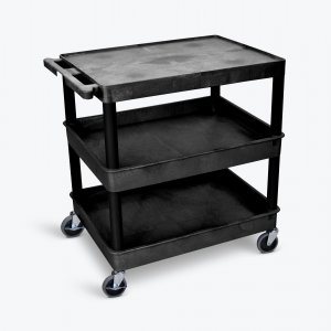 Luxor TC211-B 3 Shelf Large Black Tub Cart