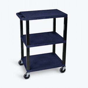 Luxor WT34ZS Navy Blue 3 Shelf Specialty Utility Cart