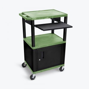 Luxor WTPS42GC2E-B Tuffy Green 42 3 Shelf Cart W Black Pullout Shelf ,