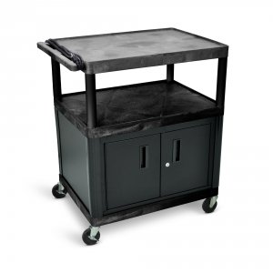 Luxor LP40CE-B Endura Black 3 Shelf Presentation Cart W Cabinet 40 14 