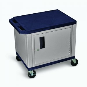 Luxor WT26ZC4E-N Tuffy Navy Blue 2 Shelf Av Cart W Nickel Cabinet  Ele