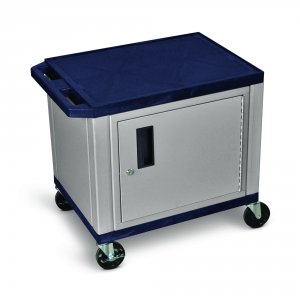 Luxor WT26ZC4E-N Tuffy Navy Blue 2 Shelf Av Cart W Nickel Cabinet  Ele