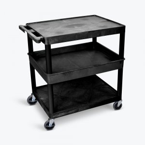 Luxor TC212-B 3 Shelf Large Black Tub Cart