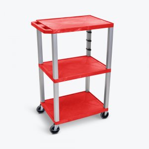 Luxor WT42RE-N Red Tuffy 3 Shelf 42 Av Cart W Nickel Legs  Electric