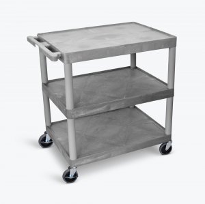 Luxor TC222-G Large Flat Shelf Cart - Three Shelves