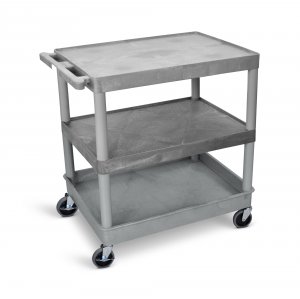 Luxor TC222-G Large Flat Shelf Cart - Three Shelves