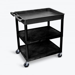 Luxor TC122-B 3 Shelf Large Black Tub Cart