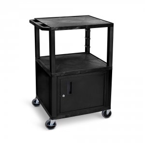 Luxor WT42C2E Black Tuffy 3 Shelf 42 Av Cart W Cabinet  Electric