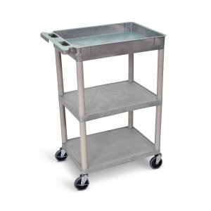 Luxor TC122-G 3 Shelf Gray Tub Cart