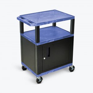 Luxor WT34BUC2E-B Tuffy Blue 3 Shelf Av Cart W Black Cabinet  Electric