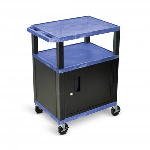 Luxor WT34BUC2E-B Tuffy Blue 3 Shelf Av Cart W Black Cabinet  Electric