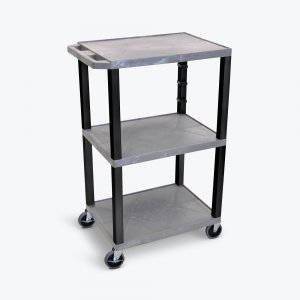 Luxor WT42GYE-B Gray Tuffy 3 Shelf 42 Av Cart W Black Legs  Electric