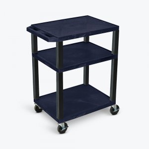 Luxor WT34ZE-B Tuffy Navy Blue 3 Shelf Av Cart W Black Legs  Electric