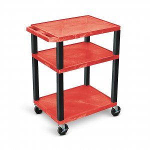 Luxor WT34RE-B Tuffy Red 3 Shelf Av Cart W Black Legs  Electric