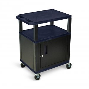 Luxor WT34ZC2E-B Tuffy Navy Blue 3 Shelf Av Cart Wblack Legs, Cabinet 