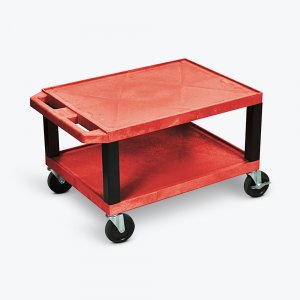 Luxor WT16RE-B Tuffy Red 2 Shelf Av Cart W Black Legs  Electric